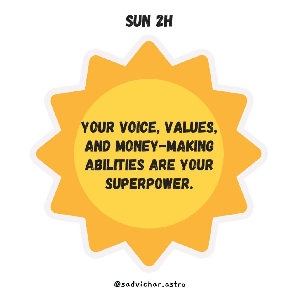 Sun in 12 Houses in astrology Sun 2nd house