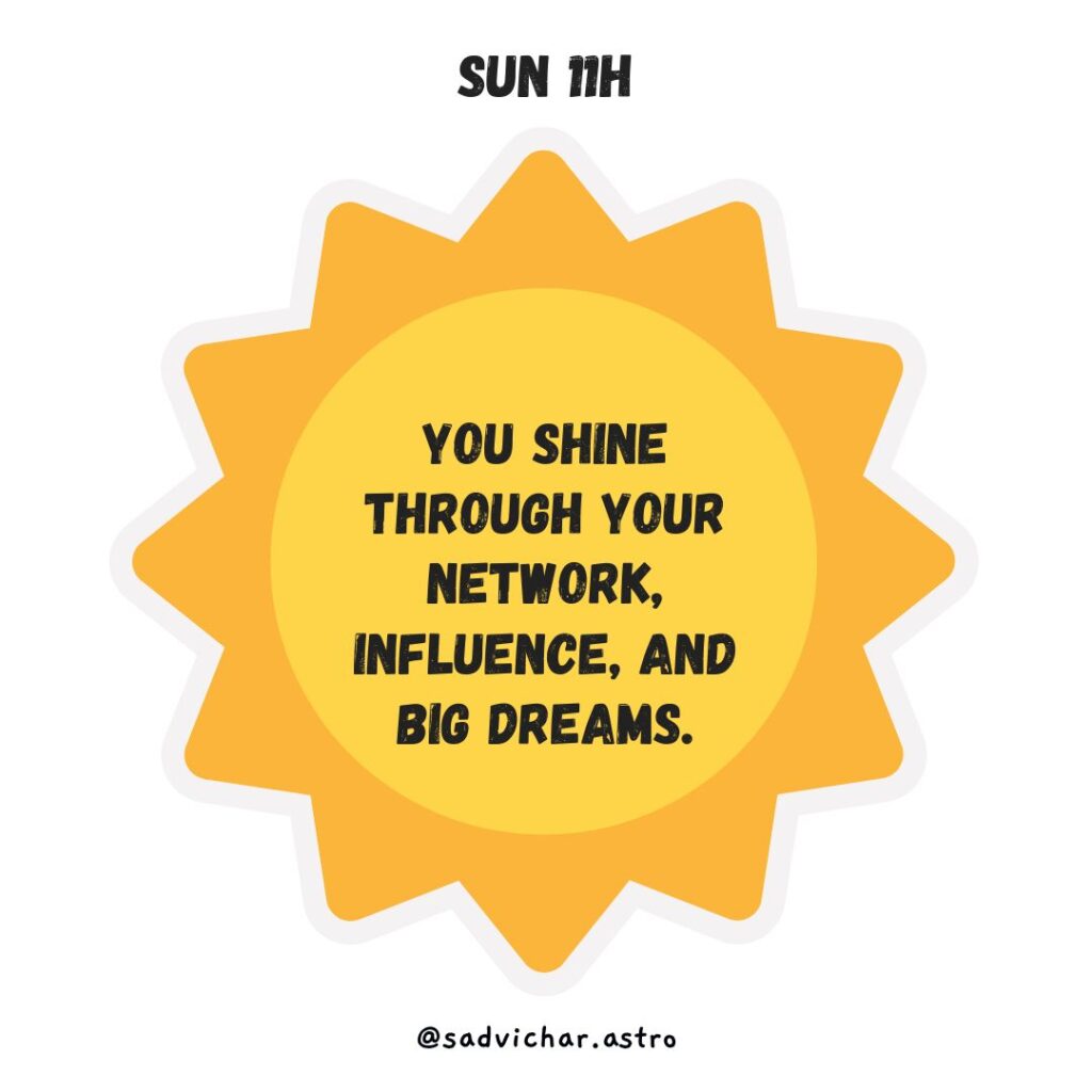 Sun in 12 Houses in astrology Sun 11th house