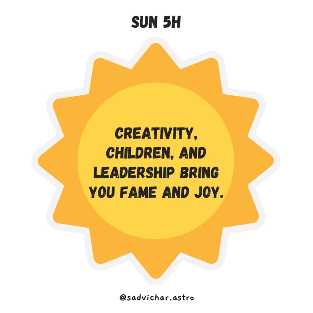 Sun in 12 Houses in astrology Sun 5th house