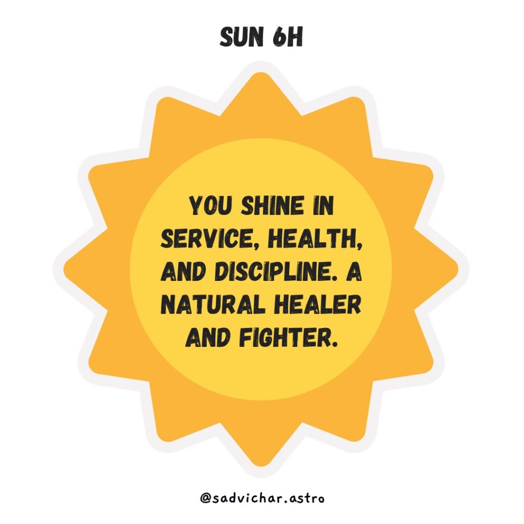Sun in 12 Houses in astrology Sun 6th house
