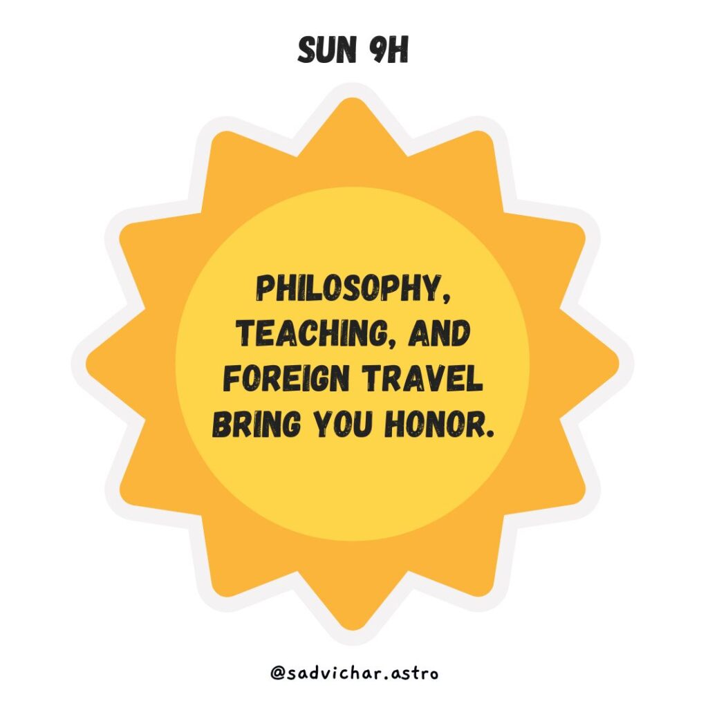 Sun in 12 Houses in astrology Sun 9th house