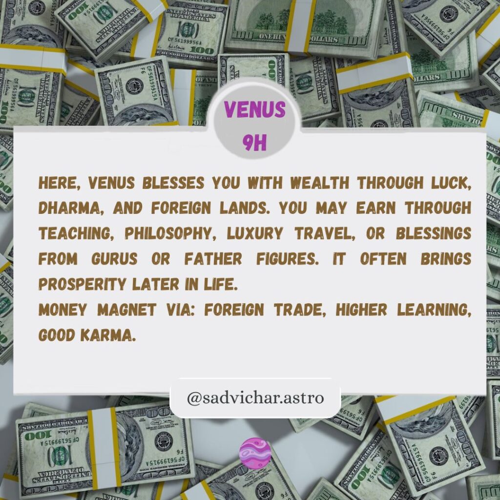 Venus 9th house