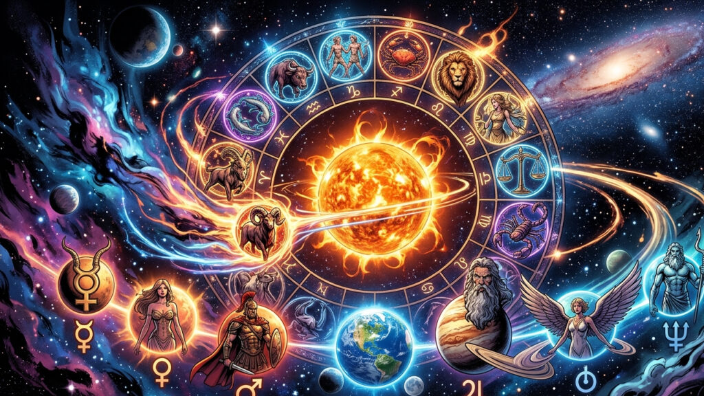 April 19 2026 daily horoscope showing zodiac signs and planetary alignments