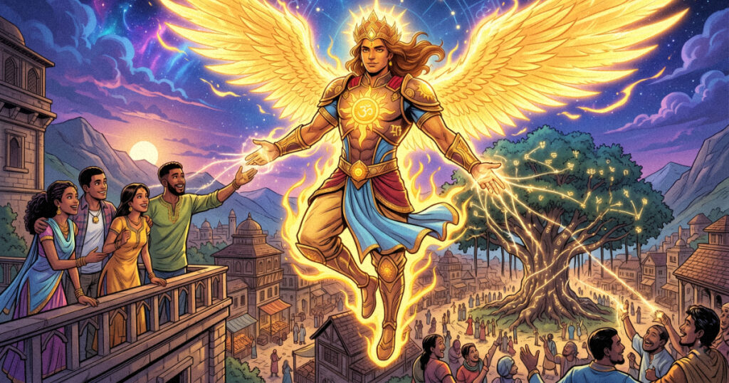 An artistic depiction of Aryaman, the solar deity of friendship and patronage, who governs Uttara Phalguni.