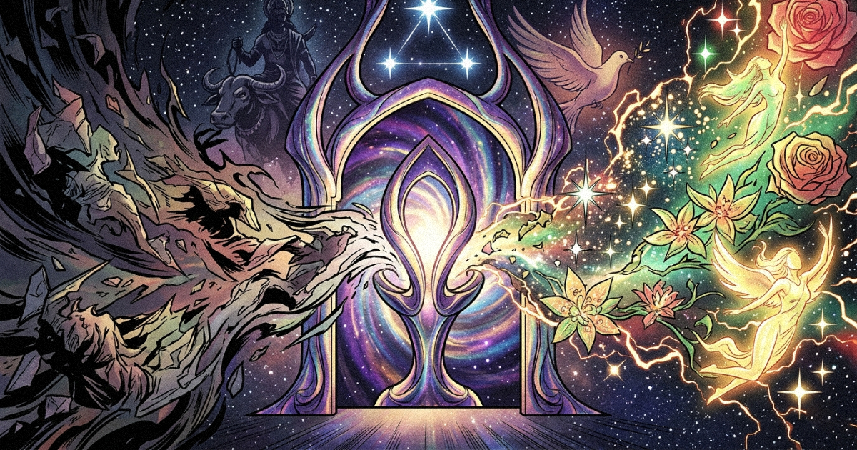 A symbolic representation of the Yoni, illustrating the creative and transformative portal of Bharani Nakshatra.