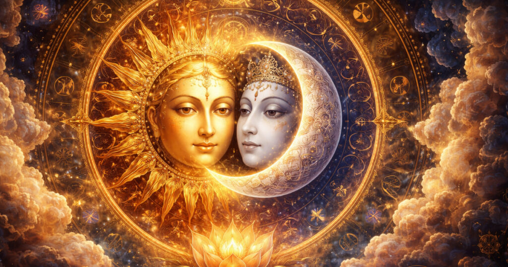 Sun and moon conjunction in celestial harmony