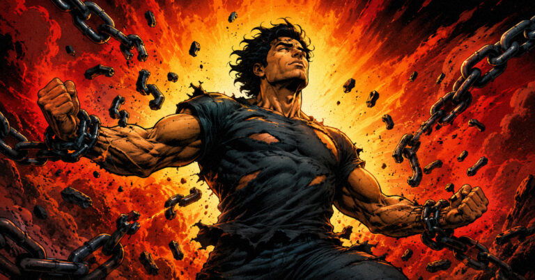 A conceptual illustration of a person breaking free from chains, symbolizing the emotional and psychological liberation that accompanies the Mars in Aries 2026 transit after months of restriction