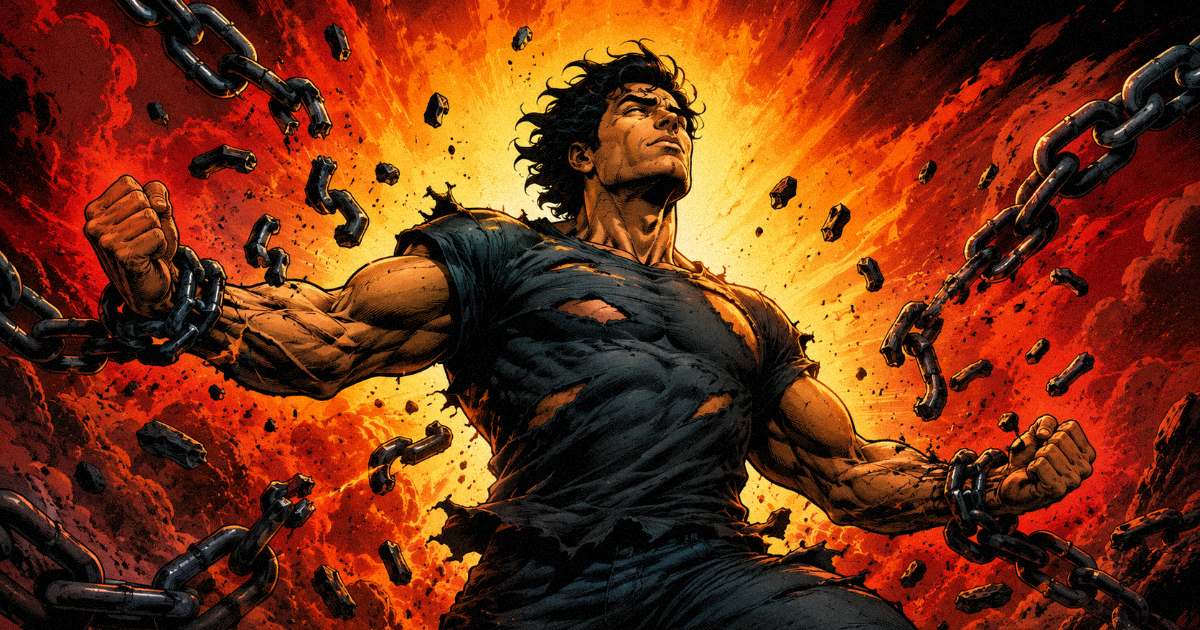 A conceptual illustration of a person breaking free from chains, symbolizing the emotional and psychological liberation that accompanies the Mars in Aries 2026 transit after months of restriction