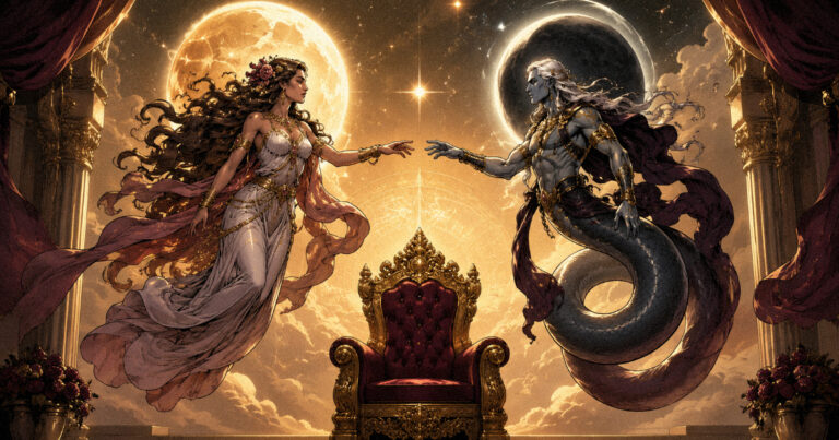 Venus and Ketu conjunction in Magha nakshatra illustration