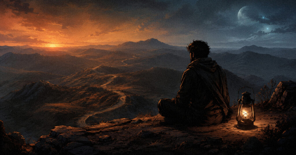 Saturn retrograde 2026: What it means for your rising sign Person sitting on a hilltop at dusk looking back at the path behind them, symbolising Saturn retrograde 2026 as a season of reflection